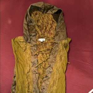 EARTHBOUND Green Lace-Up Hooded Vest